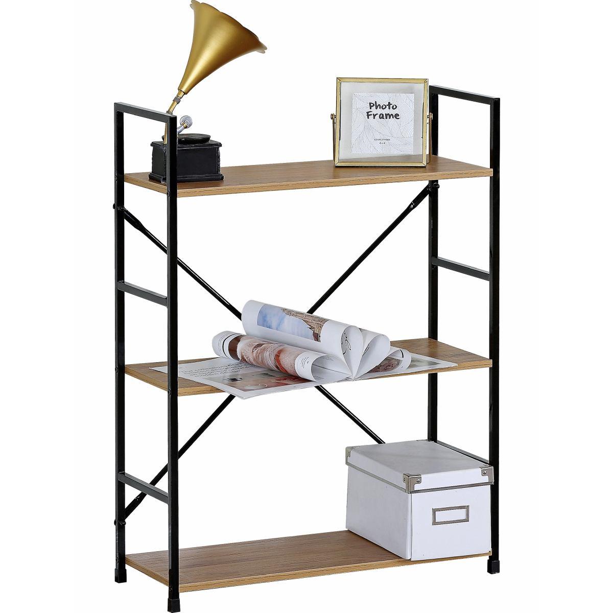 Mobiletto largo con mensole in acciaio con 3 ripiani in mdf 59x24x h.80 cm