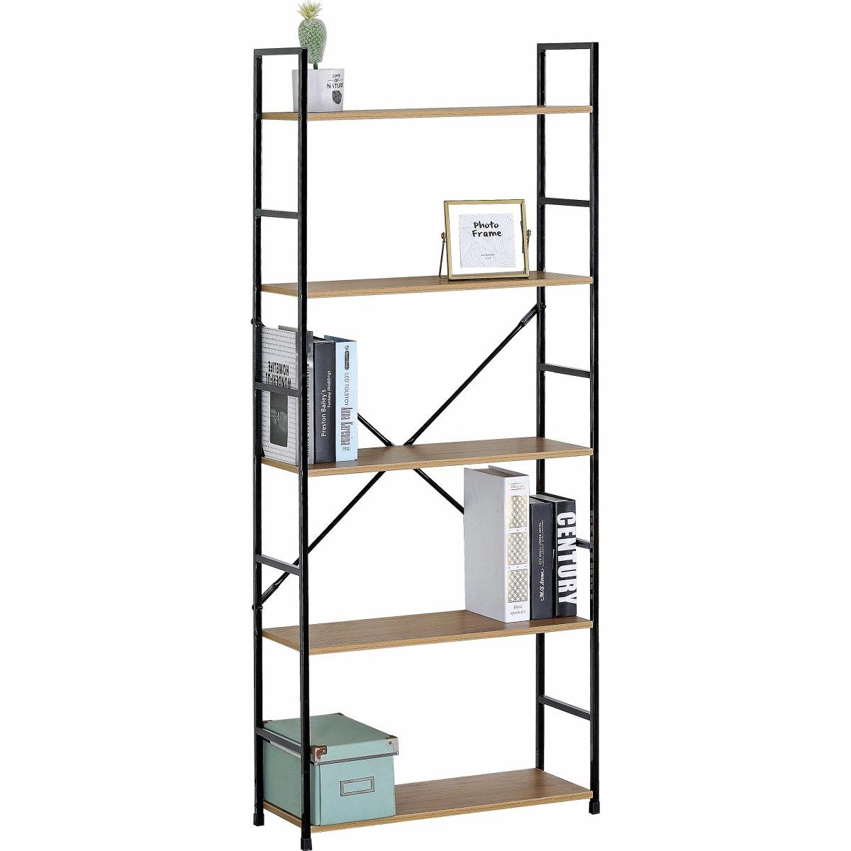 Mobiletto con mensole in acciaio con 5 ripiani in mdf 59x24x h.114 cm