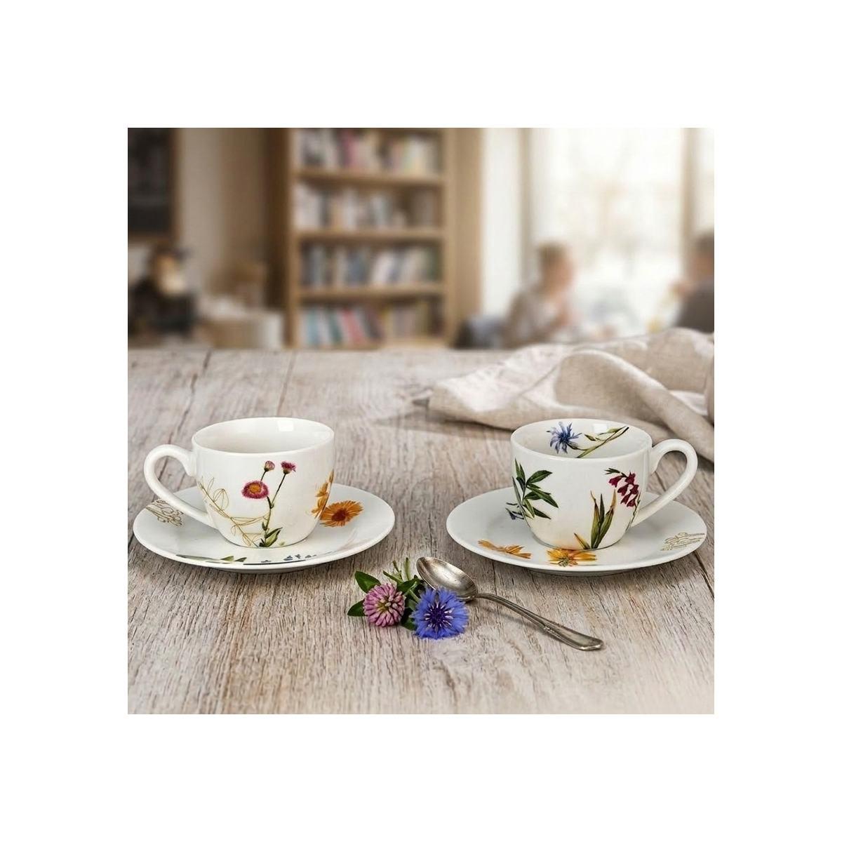 Servizio da caffè per 2 persone in porcellana decorata linea Laila 90ml d.6x h.5 cm