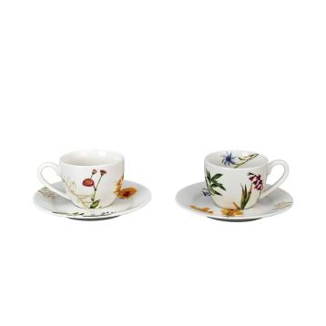 Servizio da caffè per 2 persone in porcellana decorata linea Laila 90ml d.6x h.5 cm