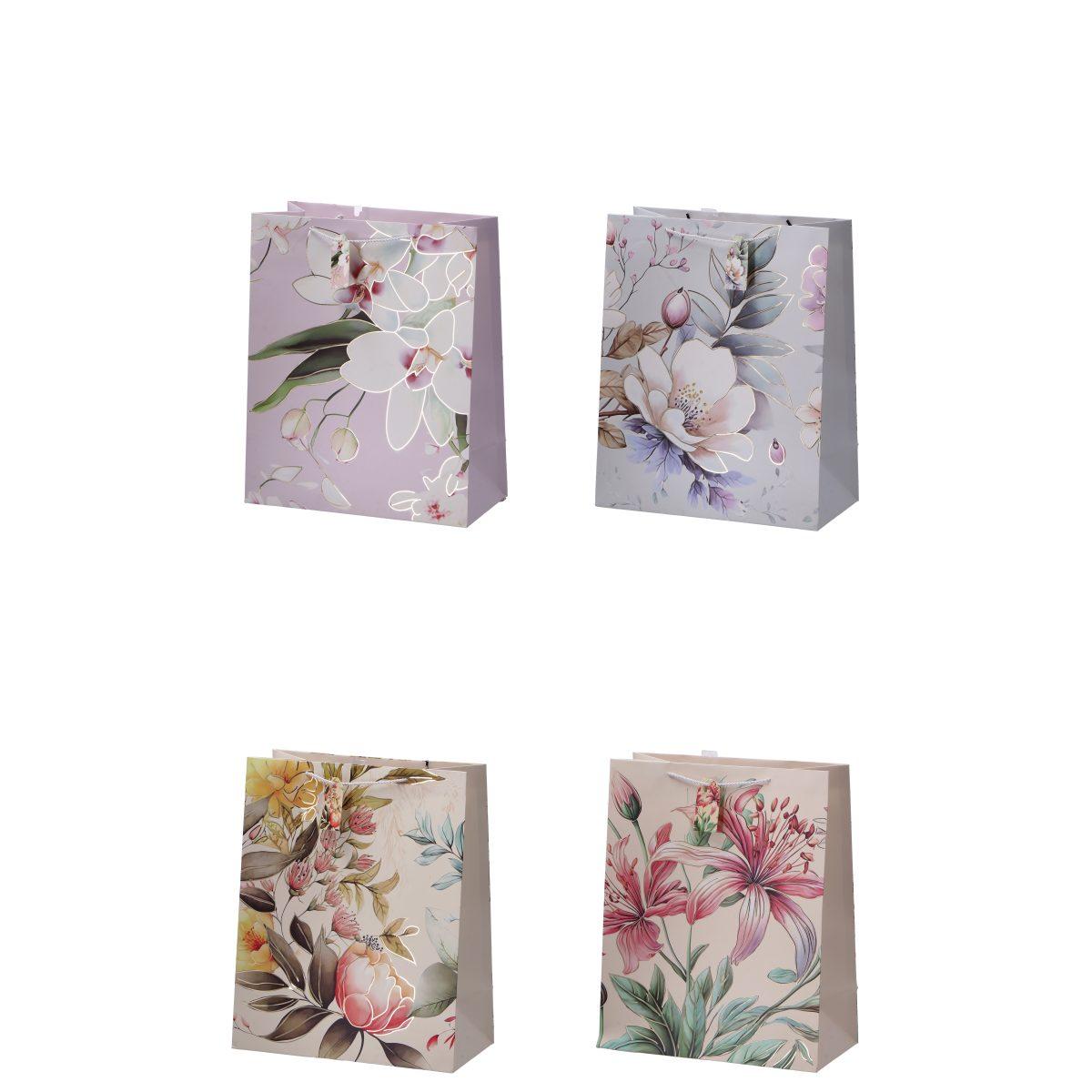 Shopper in carta manico in cordino fantasia fiorata 41x21x h.50 cm