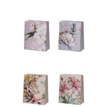 Shopper in carta manico in cordino fantasia fiorata 41x21x h.50 cm