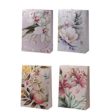 Shopper in carta manico in cordino fantasia fiorata 50x20x h.70 cm