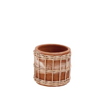 Vaso in ceramica e salice rodri piccolo d.13x h.13 cm