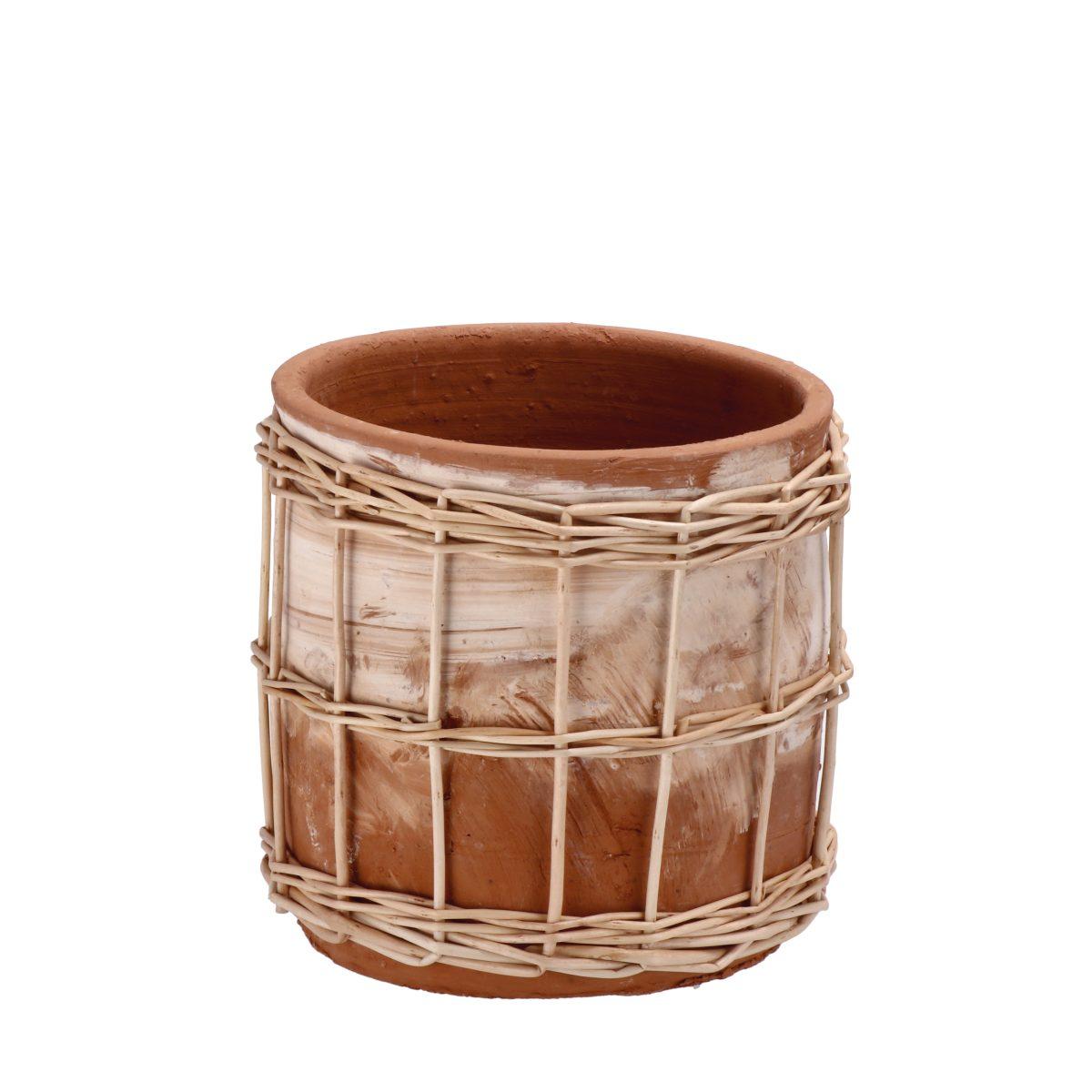 Vaso in ceramica e salice rodri grande d.20x h.20 cm