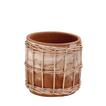 Vaso in ceramica e salice rodri grande d.20x h.20 cm