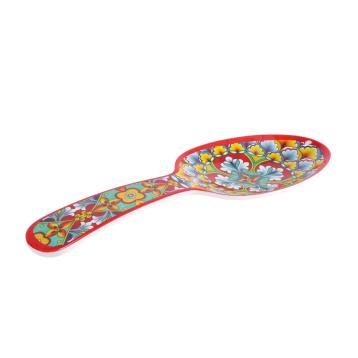 Poggiamestolo in melamina decorato stile maioliche siciliane Rian 9,5x27,5x h.2,5 cm