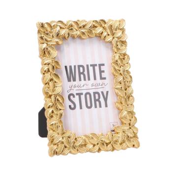 Portafoto in resina foglie oro 10x15 cm