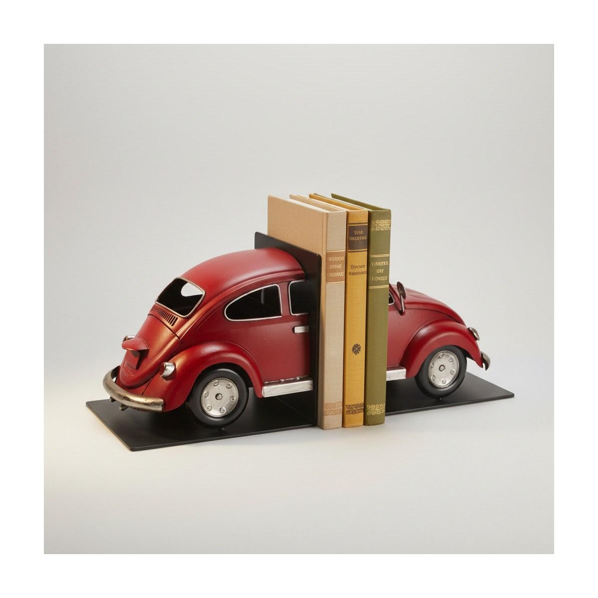 Set 2 reggilibri in ferro 3D modello auto d'epoca 16x14 h.14,5 cm