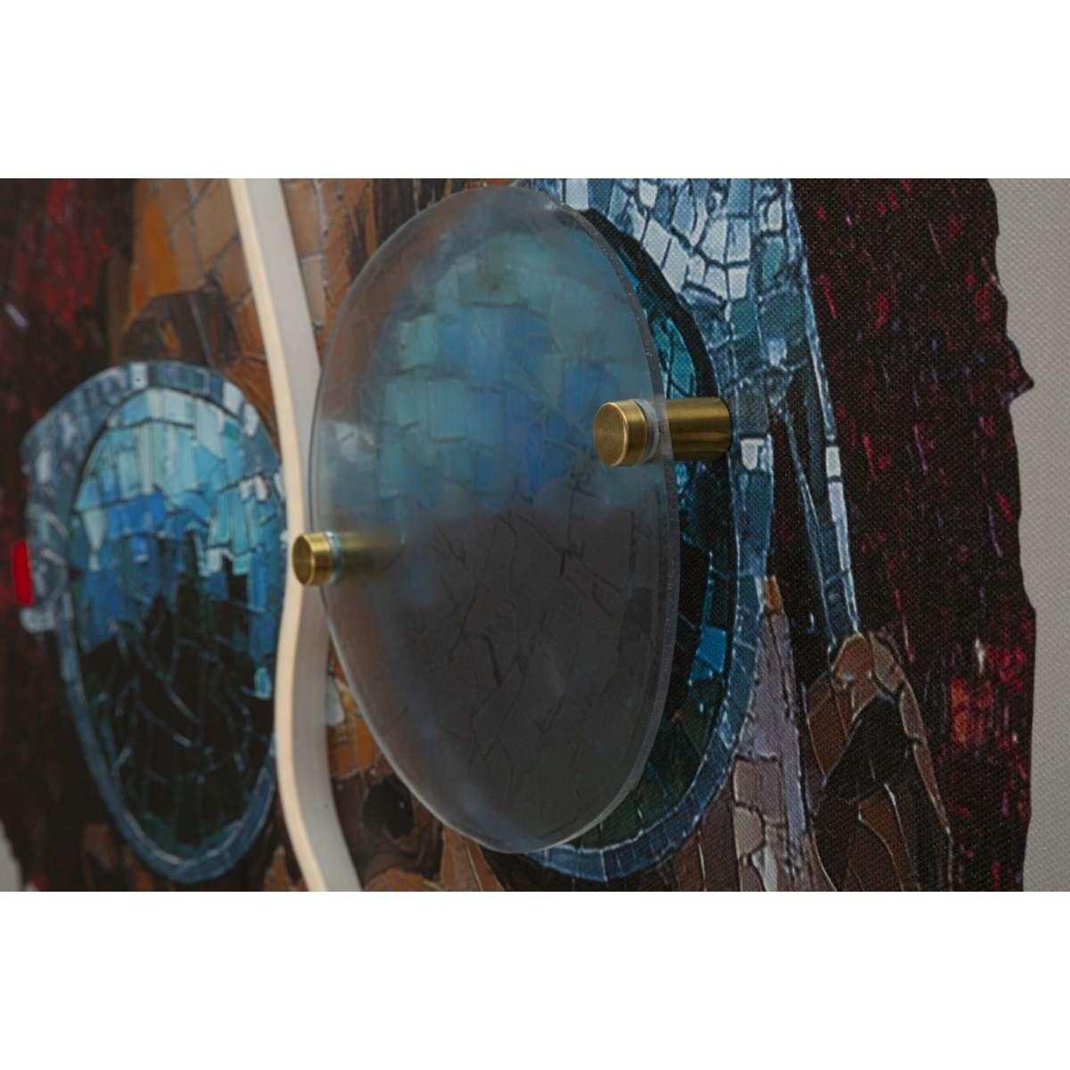 Stampa c/led su tela afro cm 60x3,5x90 (applicazione 3d acrilico)