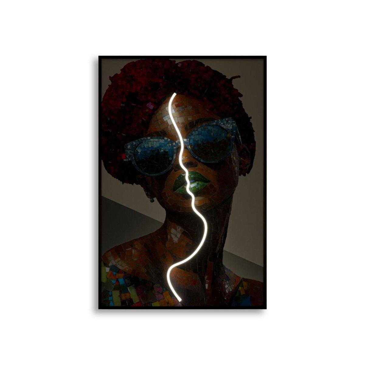 Stampa c/led su tela afro cm 60x3,5x90 (applicazione 3d acrilico)