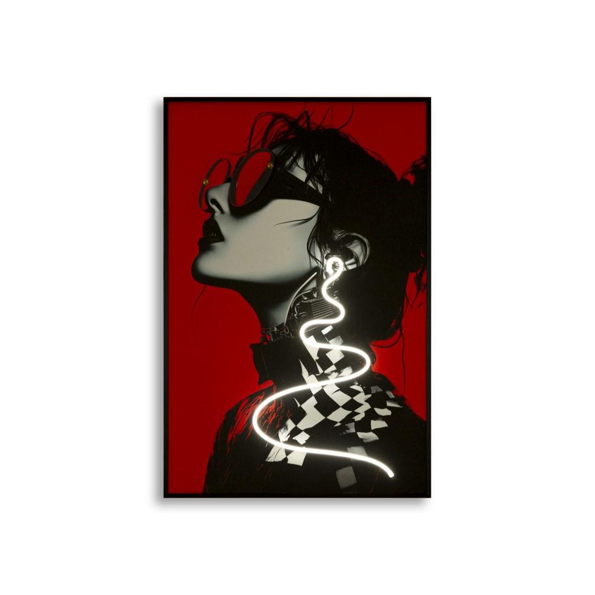 Stampa c/led su tela psyco -b- cm 60x3,5x90 (applicazione 3d acrilico)