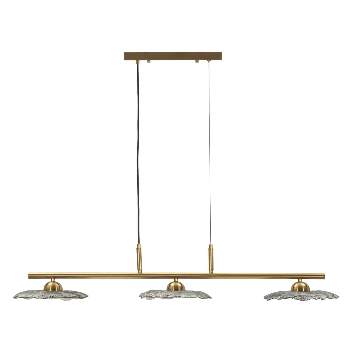 Lampadario emily 3 luci vetro grigio cm 100x24x18