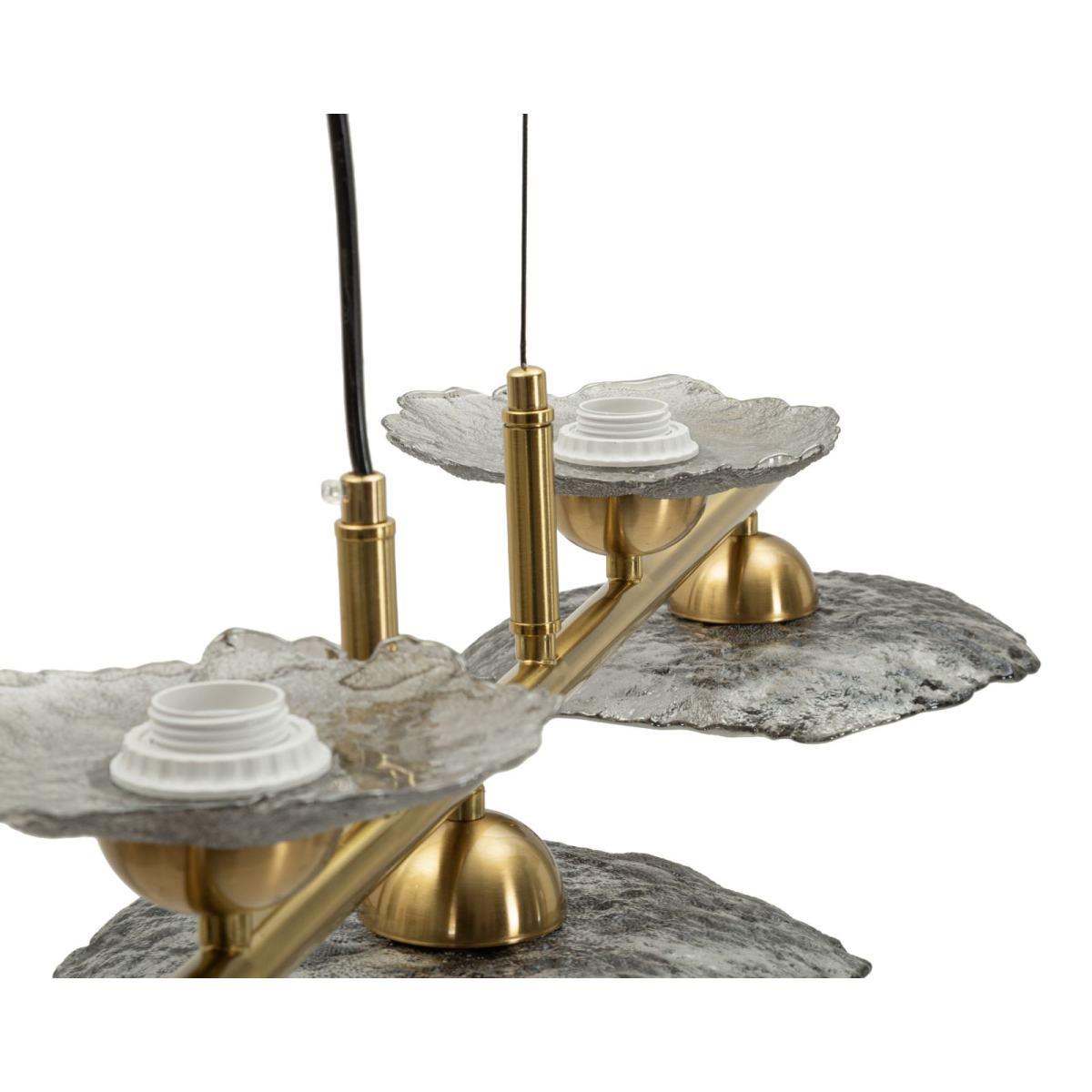 Lampadario emily 5 luci vetro grigio cm 100x24x18