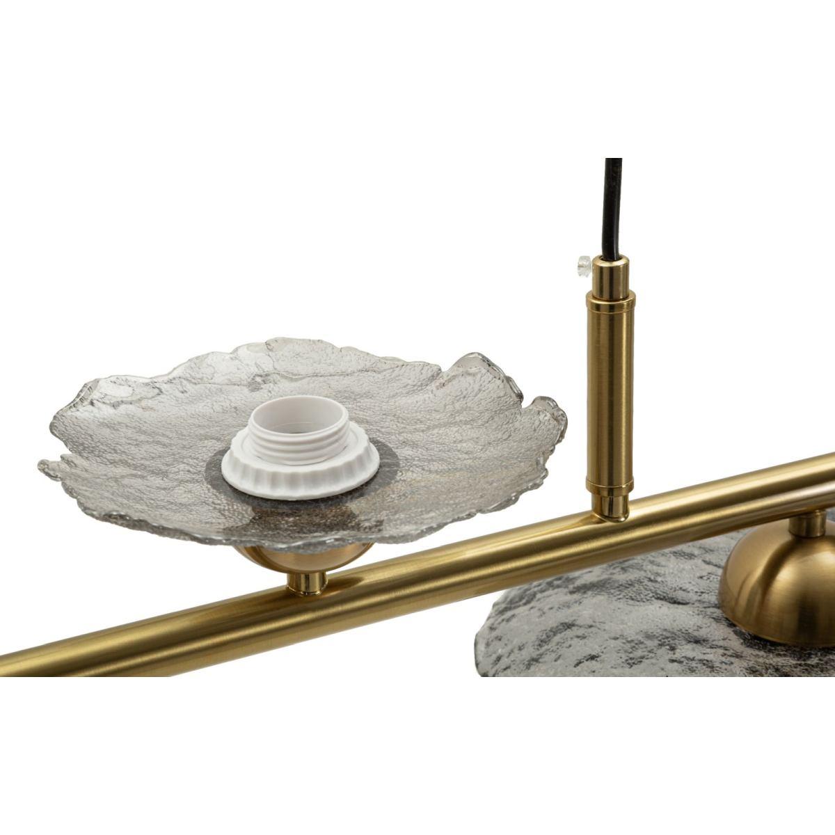 Lampadario emily 5 luci vetro grigio cm 100x24x18