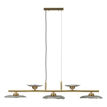 Lampadario emily 5 luci vetro grigio cm 100x24x18