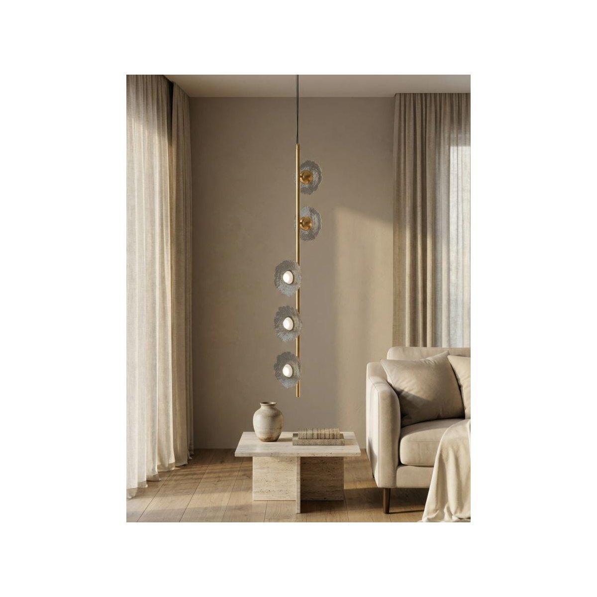 Lampadario emily verticale vetro grigio cm 15x16x110
