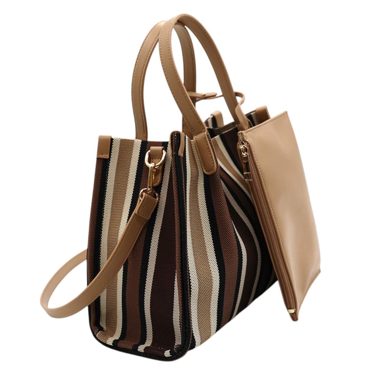 Borsa a spalla con pochette donna motivo a righe Marina Galanti