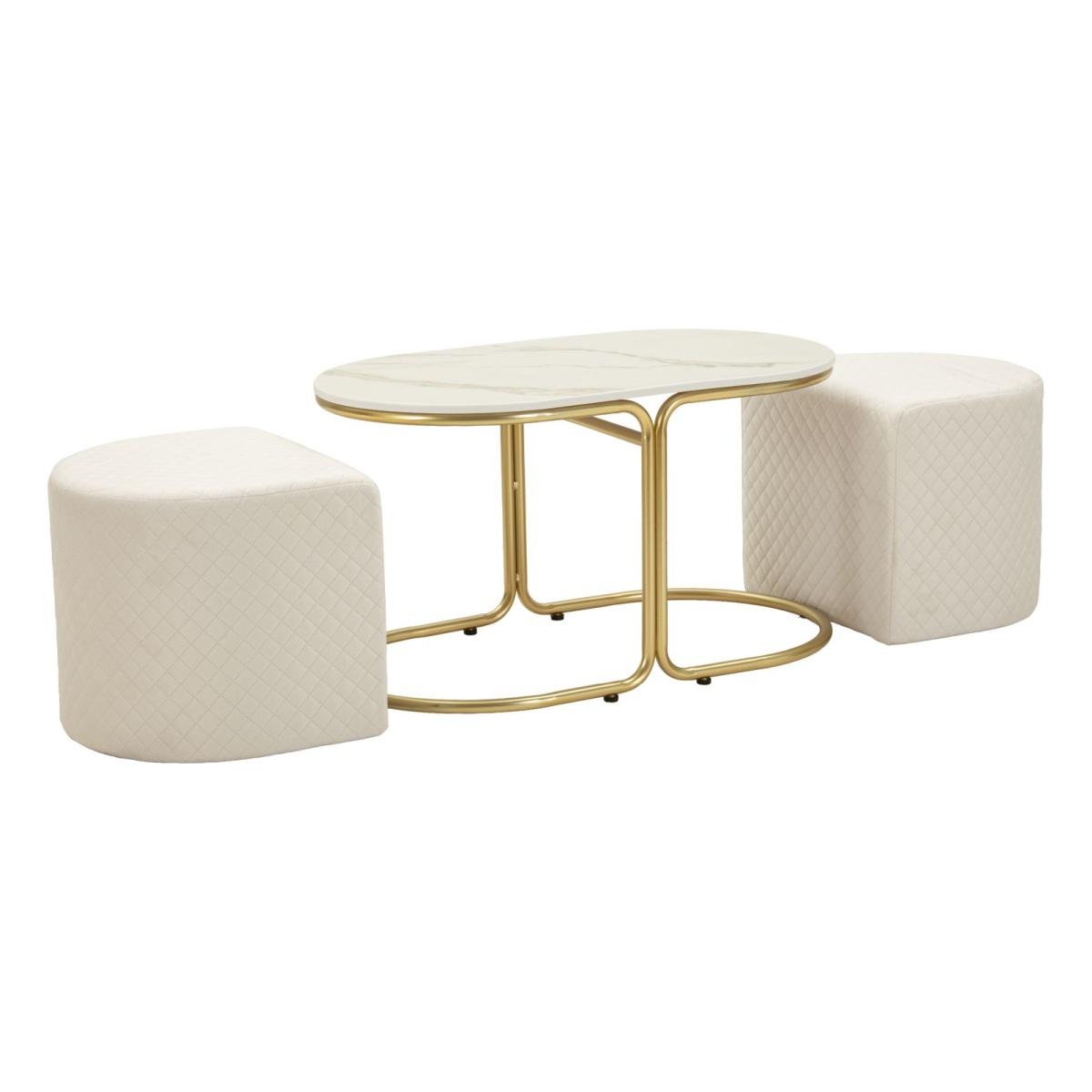 Tavolo da caffe' c/2 puff relax cm 79x45x44-42x37x37