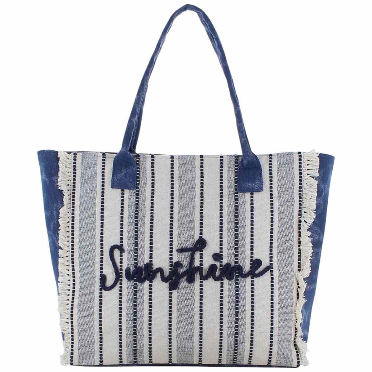 Borsa mare a righe con frange Marina Galanti