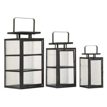 Lanterne andromeda tris cm 25,5x25x50-20,5x20x40-15,3x15x29,5 (vetro temperato)