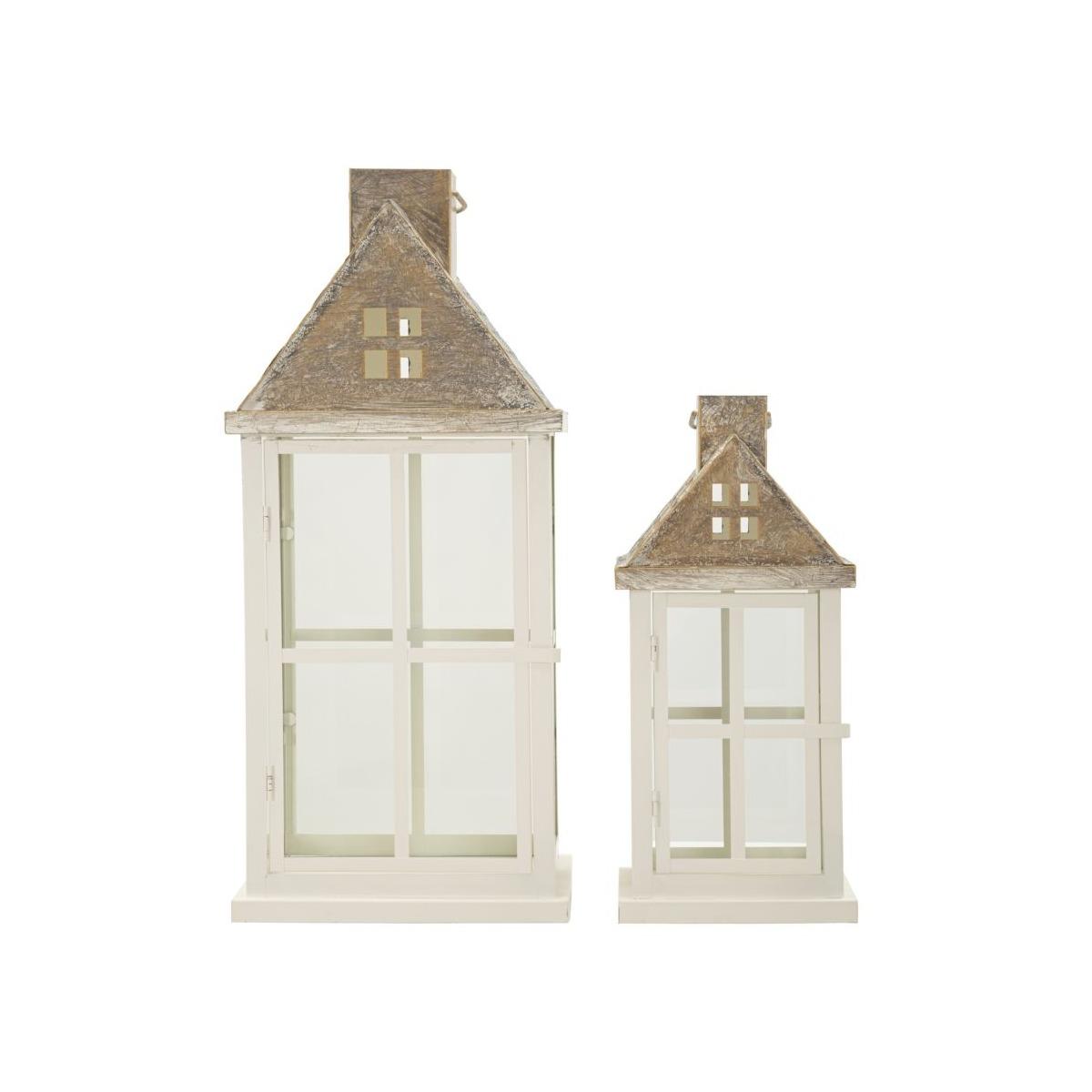 Lanterne home coppia cm 24,5x24,5x55-17x17x37,5<br> (vetro temperato)