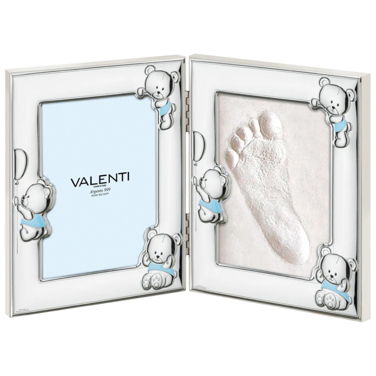 Portafoto bimbo 9X13 cm 3 orsetti impronte celeste Valenti