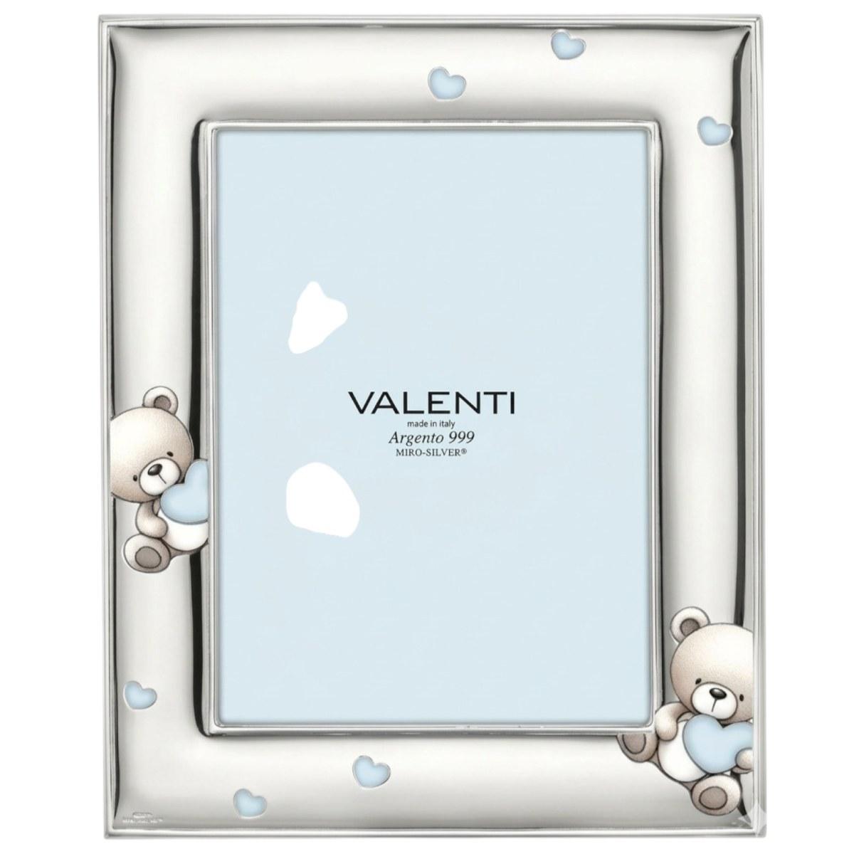 Cornice portafoto bimbo 13x18 cm Orsetti e cuori celeste Valenti