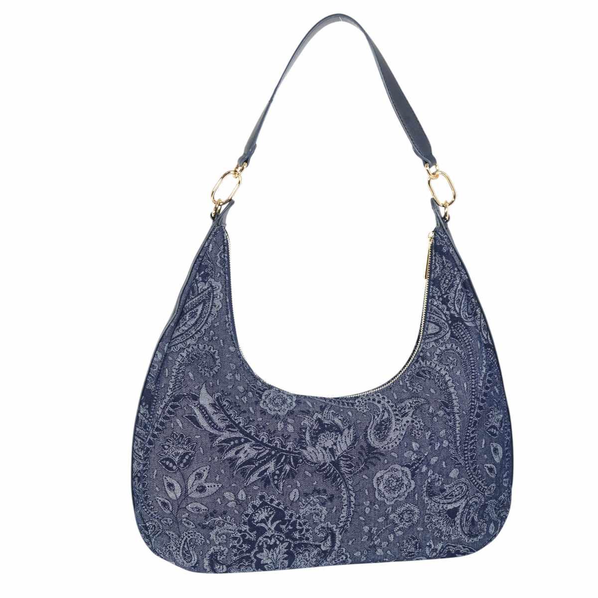 Borsa donna a sacca in jeans motivo paisley linea Magby Laura Biagiotti