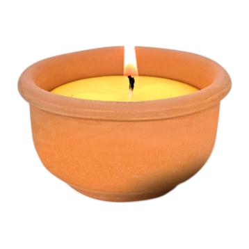 Candela vasetto in terracotta alla citronella d.9x h.4,5 cm Made in Italy