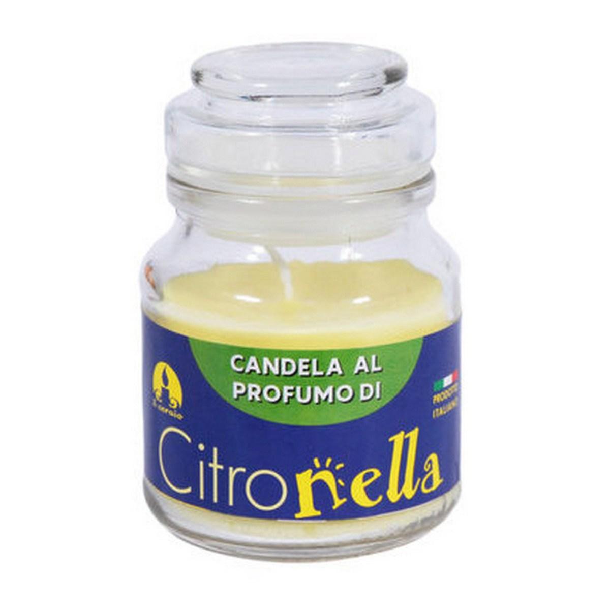 Candela alla citronella in barattolo di vetro con tappo d.7x h.10 cm Made in Italy