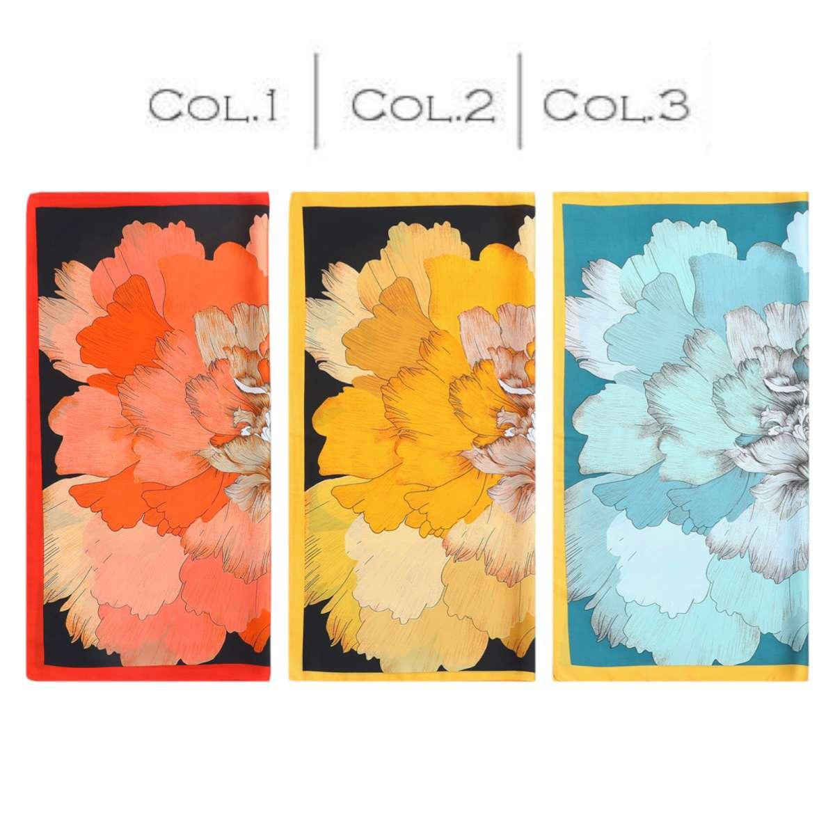 Foulard donna in seta stampa peonia multicolor Capoverde