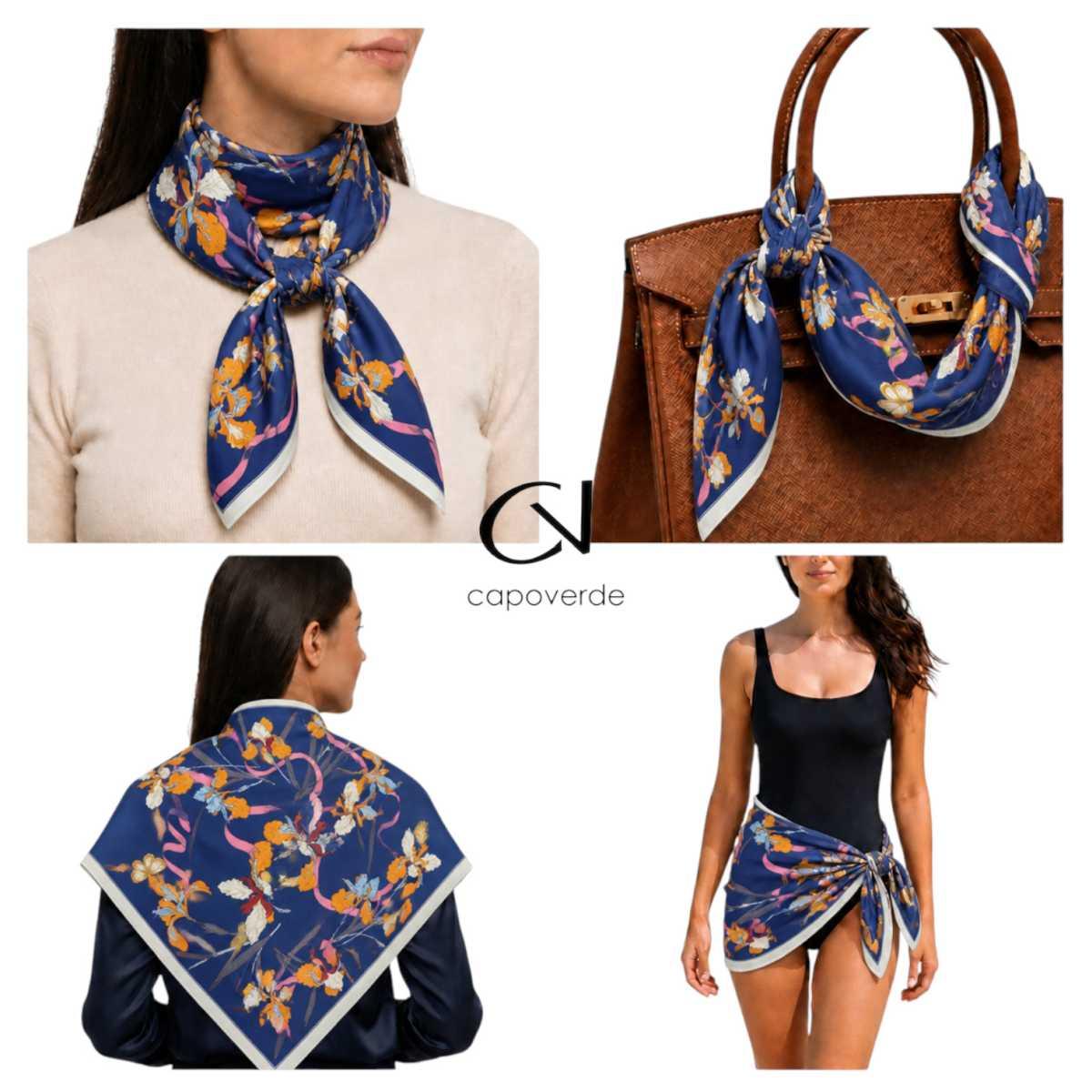 Foulard donna in seta stampa floreale iris Capoverde