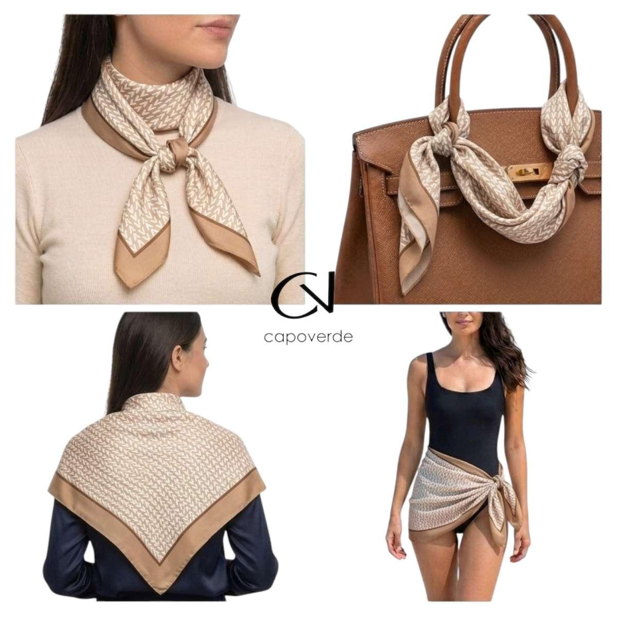 Foulard donna in seta motivo geometrico Capoverde