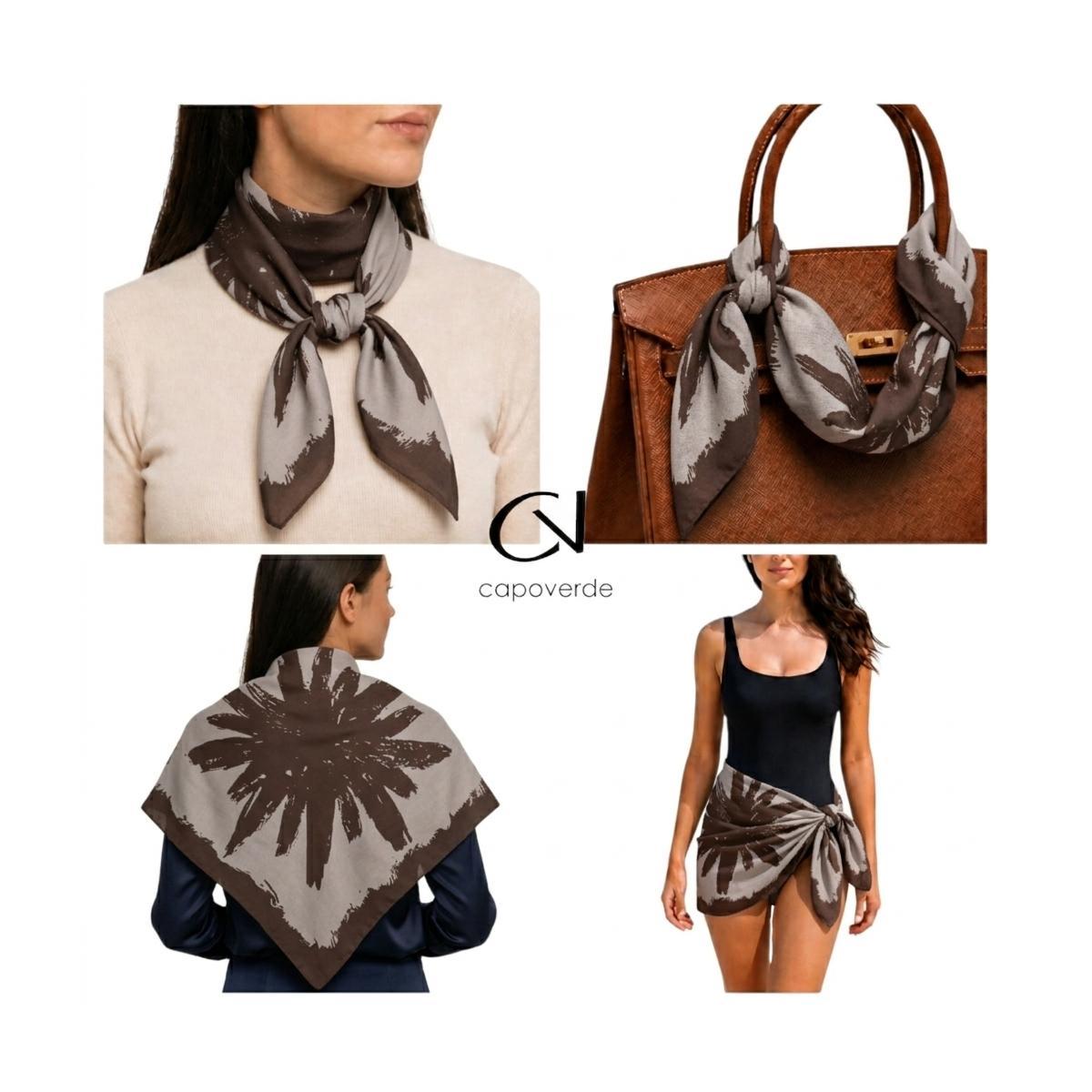 Foulard donna in seta stampa astratta a pennellate Capoverde