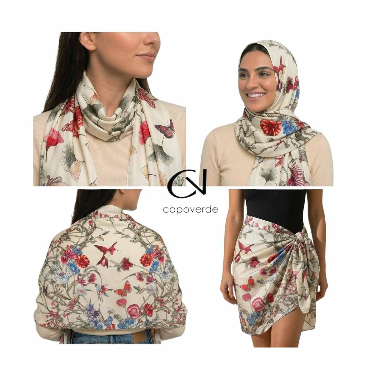 Foulard donna in seta stampa floreale Capoverde