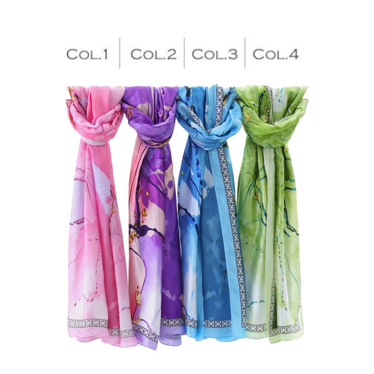 Foulard donna in seta stampa marmorizzata Capoverde