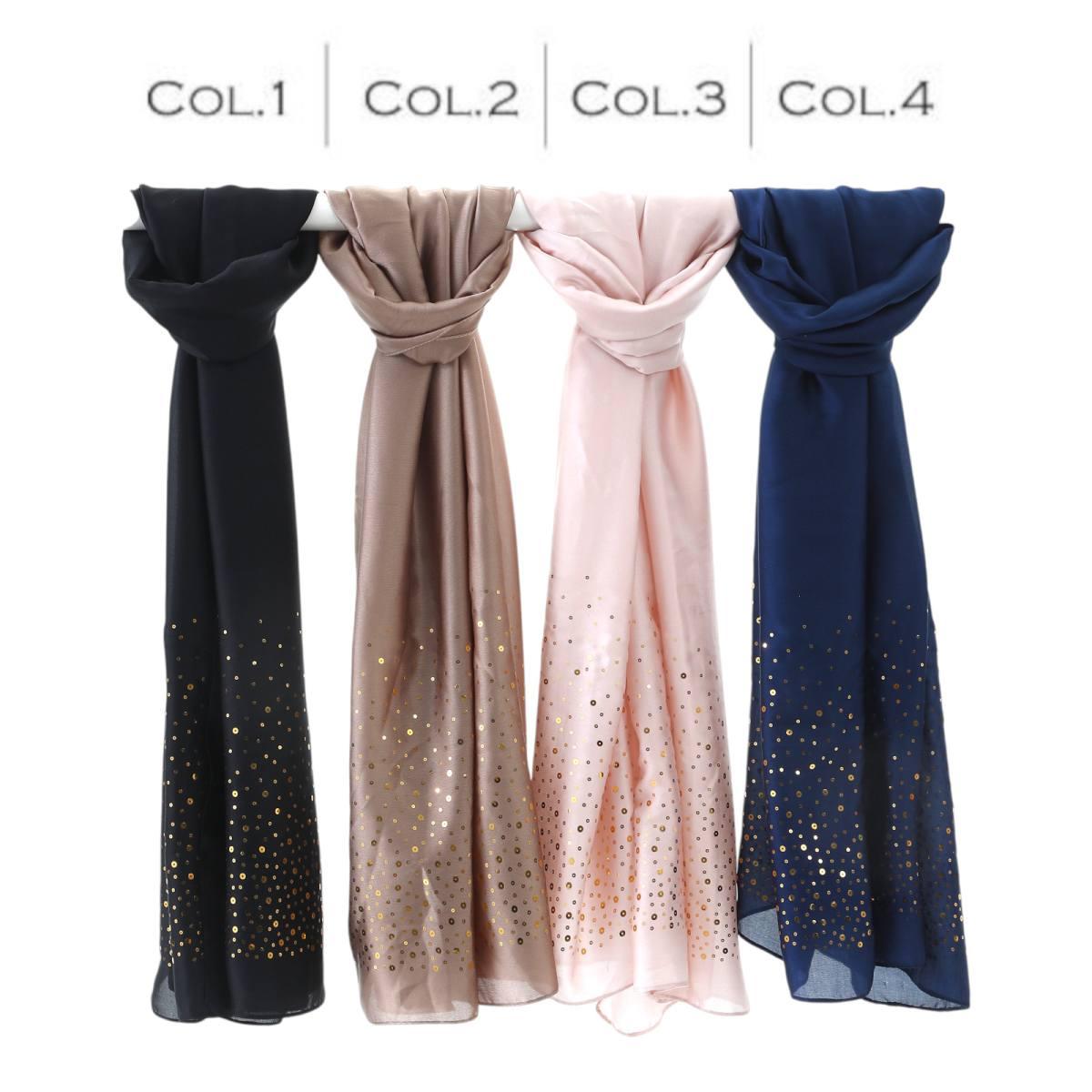 Sciarpa donna in poliestere tinta unita con inserti dorati riflettenti degradè Capoverde