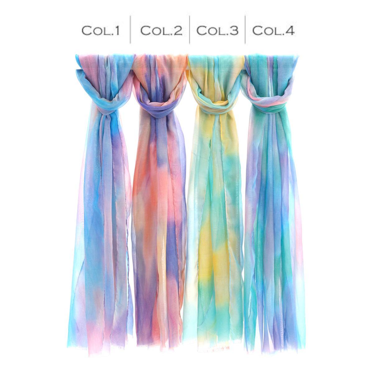 Sciarpa donna in viscosa stampa sfumata colori pastello Capoverde