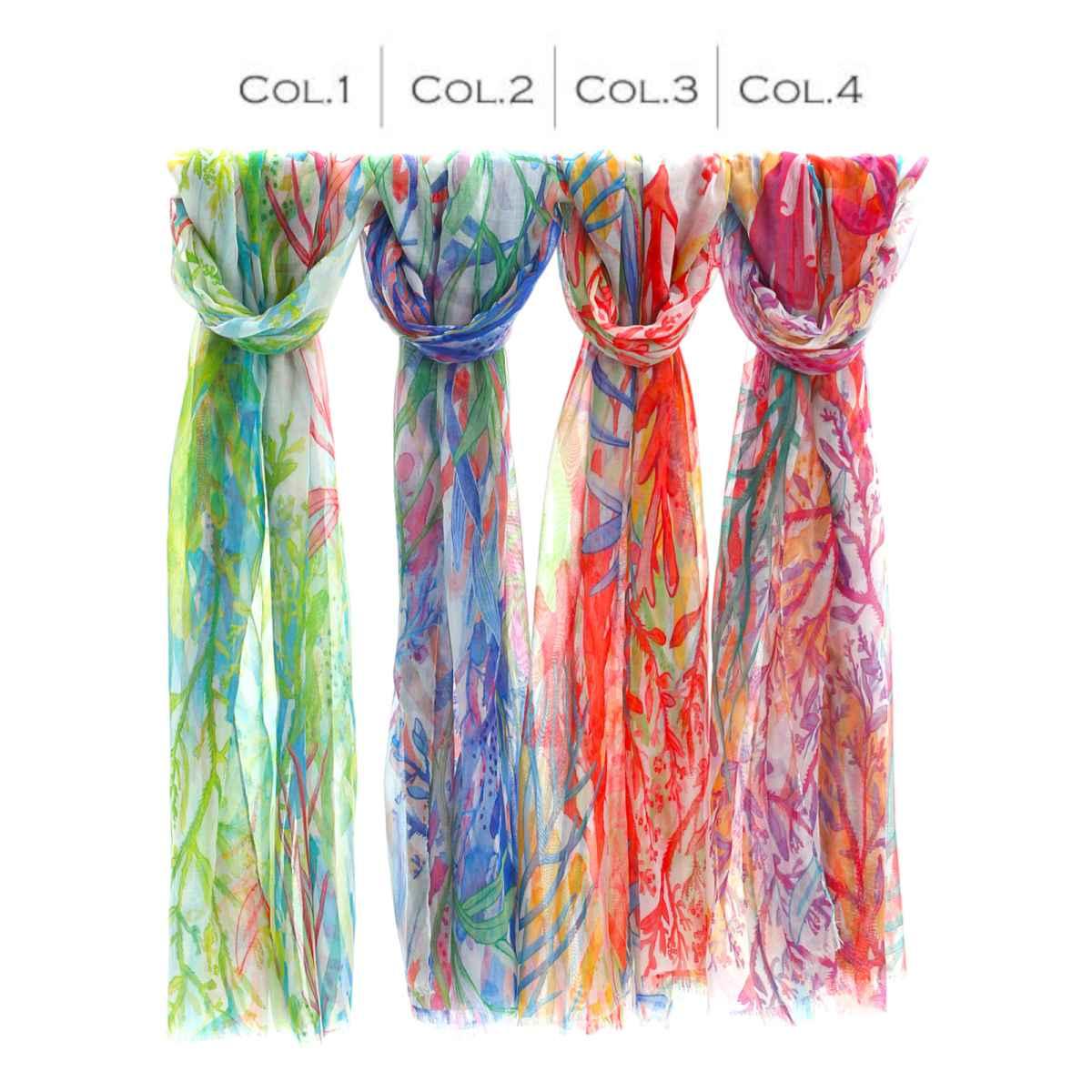 Sciarpa donna in viscosa stampa botanica stilizzata Capoverde