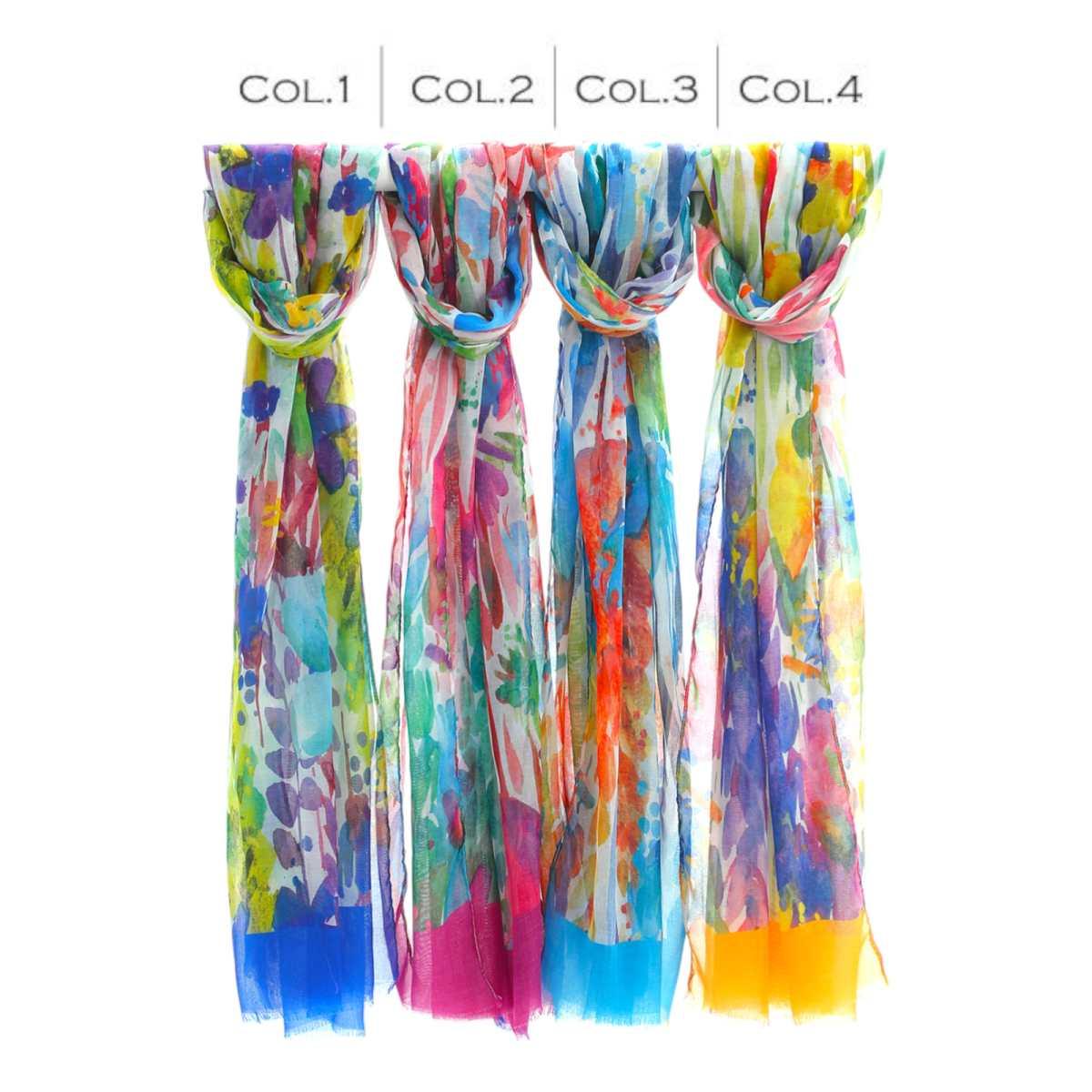 Sciarpa donna in viscosa stampa floreale effetto acquerello Capoverde