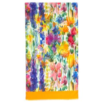 Sciarpa donna in viscosa stampa floreale effetto acquerello Capoverde