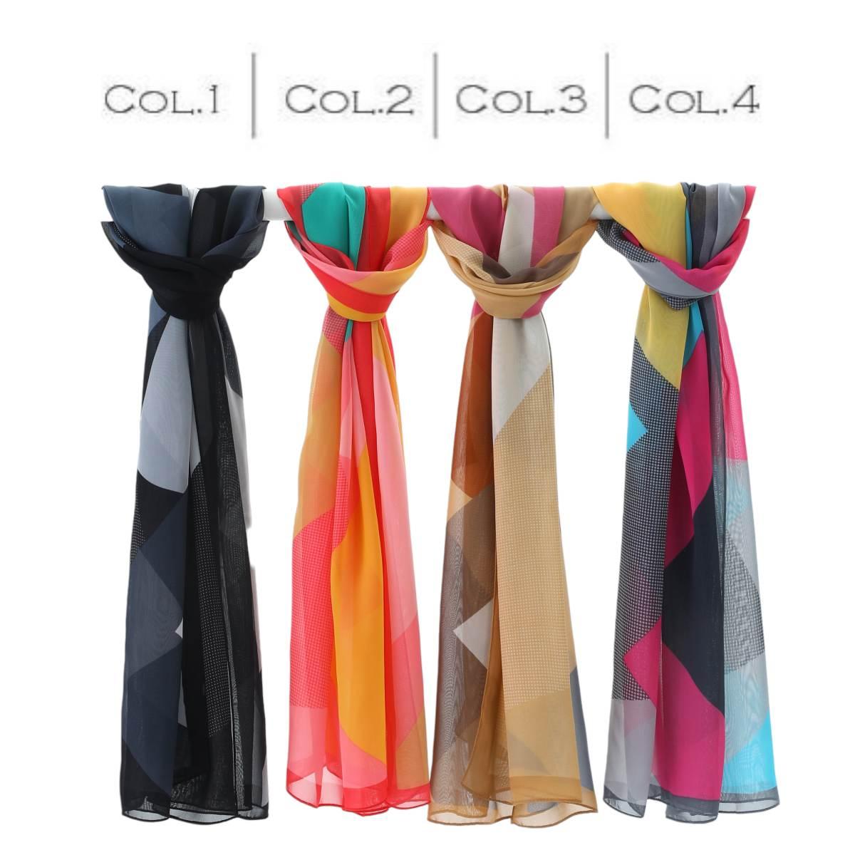 Sciarpa donna in poliestere motivo geometrico rombo multicolor Capoverde