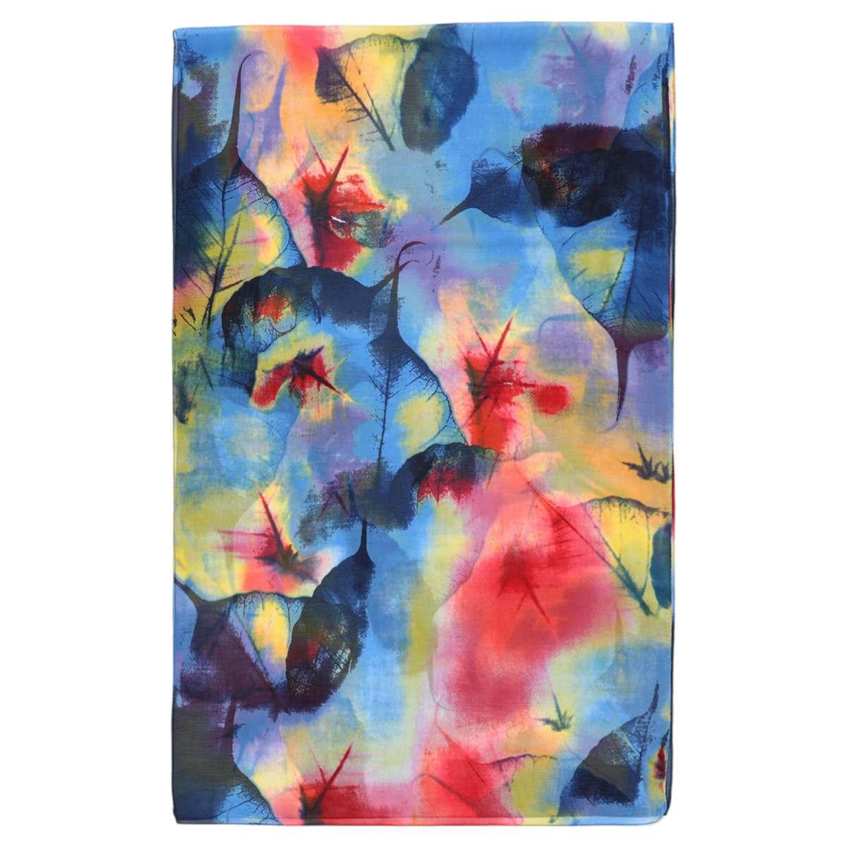 Sciarpa donna in poliestere stampa foglie stilizzate e sfumature di colori Capoverde