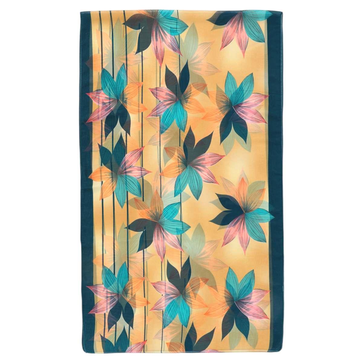 Sciarpa donna in poliestere stampa floreale e righe Capoverde