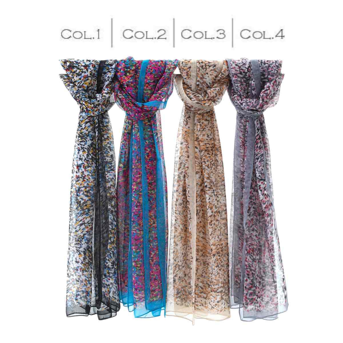 Sciarpa donna in poliestere stampa puntinismo impressionista Capoverde