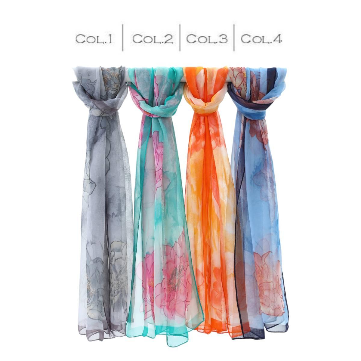 Sciarpa donna in poliestere stampa floreale peonia Capoverde