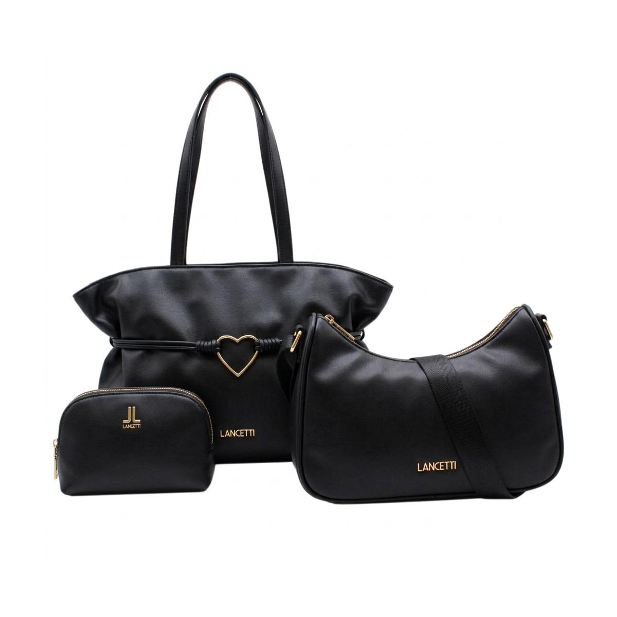 Set 3 pezzi donna borsa shopping, tracolla e pochette linea Adelhide Lancetti