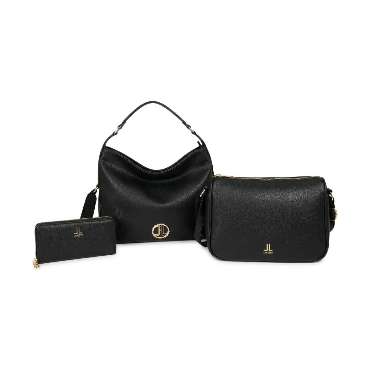 Set 3 pezzi donna borsa sacca, tracolla e portafoglio linea Orquidia Lancetti