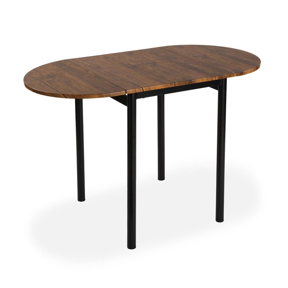 Set tavolo ovale con 2 sedie legno e acciaio